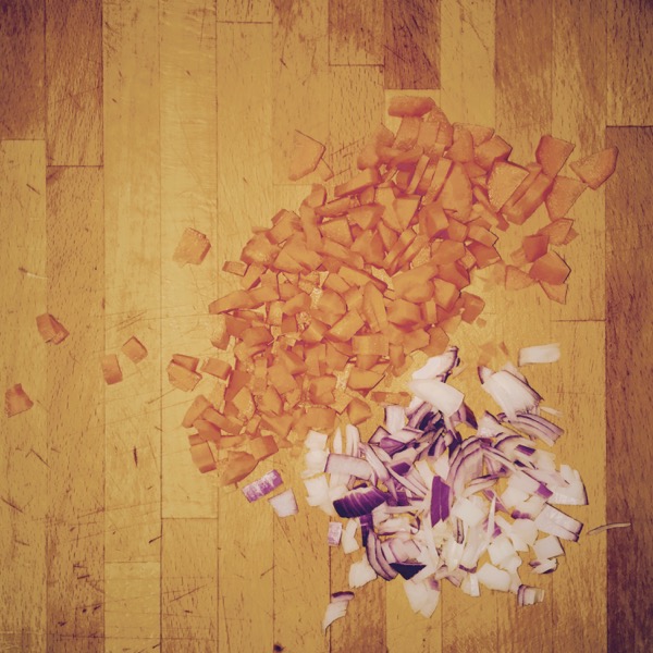 Chopped Carrots and Onions by Jens Haas
